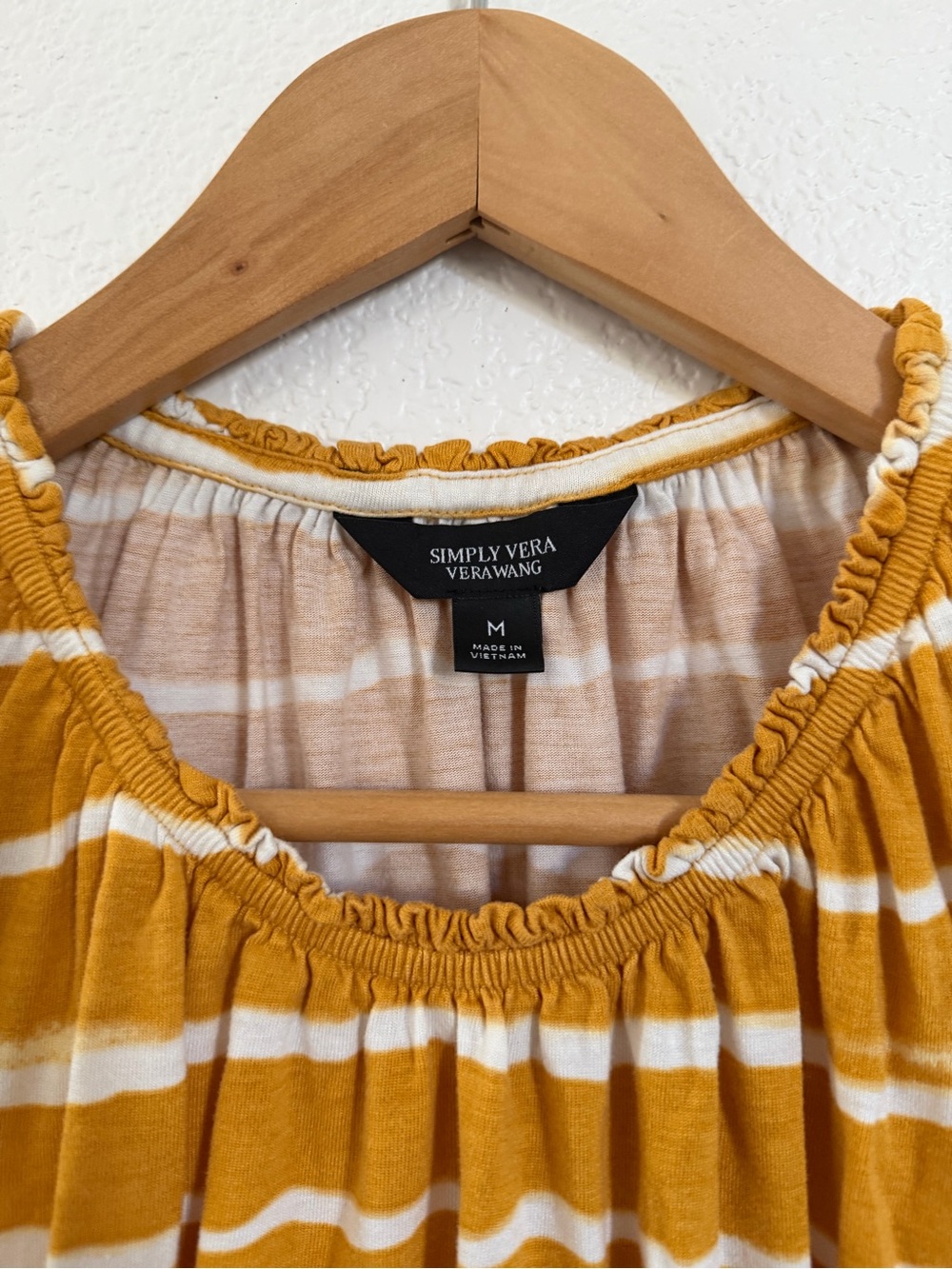 Simply Vera Vera Wang Mustard and White Striped Tank - Picture 3 of 5